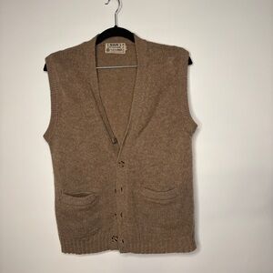 Vintage RAM Pure Wool Tan Beige Button Front Vest Size Small